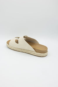 Soda Hertha Two Buckle Platform Sandals in Beige