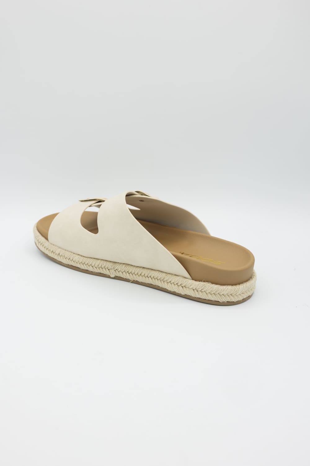 Soda Hertha Two Buckle Platform Sandals in Beige