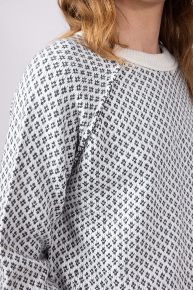 Textured Reglan Sleeve Sweater for Women in Charcoal