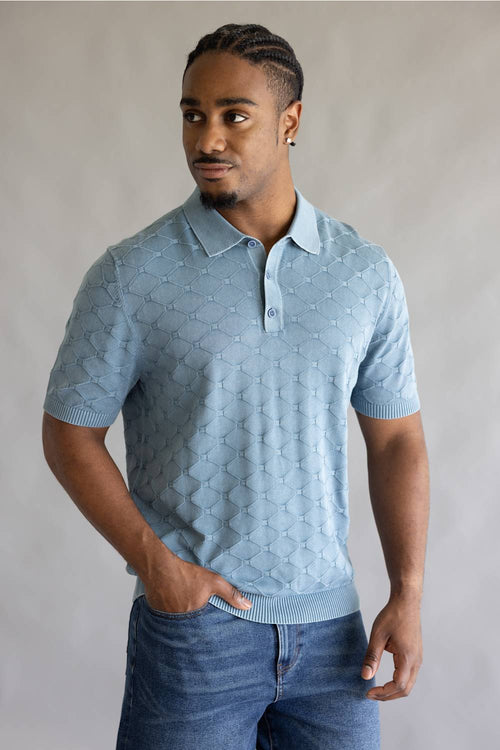 Weatherproof Vintage Diamond Polo Sweater for Men in Infinity Blue
