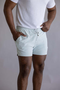 Vintage Summer Knit SeerSucker Swim Shorts for Men in Green
