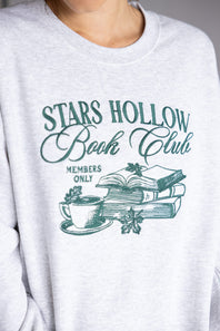 Stars Hollow Book Club Embroidered Sweatshirt for Women in Grey