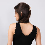Scallop Tank Top for Women in Black