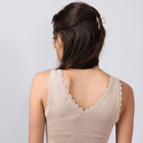 Scallop Tank Top for Women in Taupe