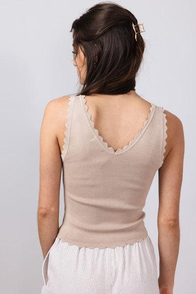 Scallop Tank Top for Women in Taupe