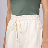 Scuba Knit Loose Sweat Shorts for Women in Off White