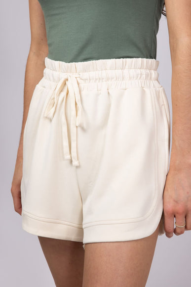 Scuba Knit Loose Sweat Shorts for Women in Off White