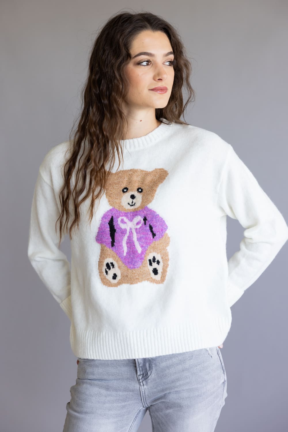 Simply Southern Anastasia Crew Neck Sweater for Women in Cream