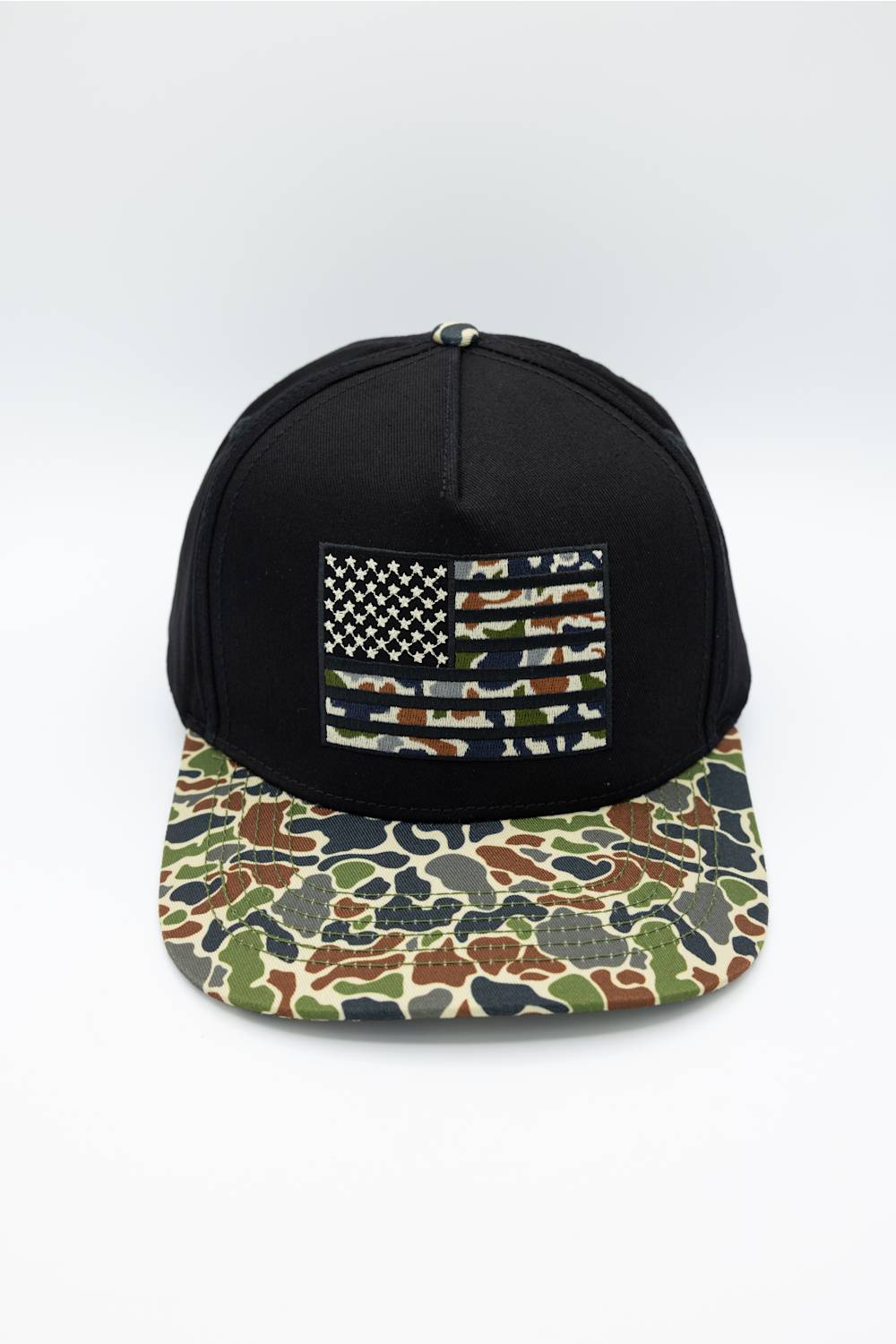 Simply Southern Camo Flag Snapback Hat for Men in Black