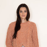 Simply Southern Womens Chenille Cropped Sweater for Women in Chestnut Brown