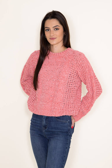 Simply Southern for Women Chenille Cropped Sweater for Women in Pink