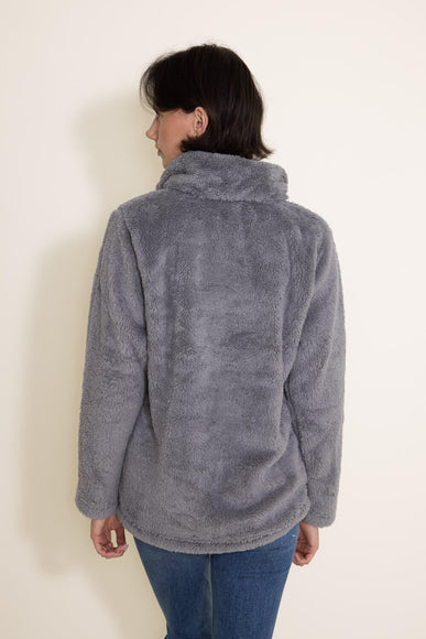 Simply Southern Classic Sherpa Zip Pullover for Women in Grey