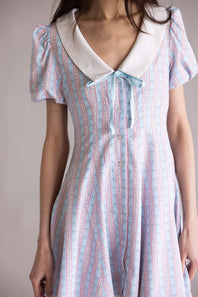 Simply Southern Collared Puff Sleeve Dress for Women in Pink/Blue