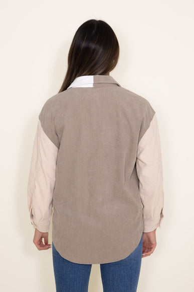 Womens Simply Southern Color Block Shacket for Women in Brown/White