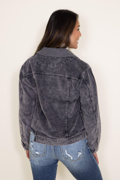 Simply Southern Womens Cordy Acid Wash Cropped Shacket for Women in Grey