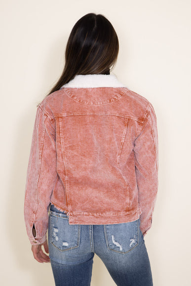 Womens Simply Southern Cordy Acid Wash Cropped Shacket for Women in Orange