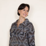 Womens Simply Southern Cropped Navajo Shacket for Women in Grey/Brown