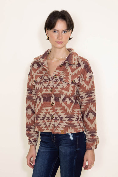 Womens Simply Southern Clothing Cropped Navajo Shacket for Women in Red