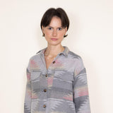 Womens Simply Southern Cropped Pattern Shacket for Women in Grey 