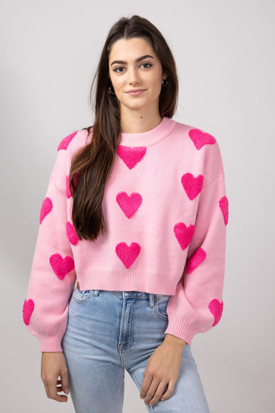 Simply Southern Cropped Valentines Sweater for Women in Pink