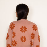 Simply Southern Womens Daisy Print Cropped Sweater for Women in Peach Orange