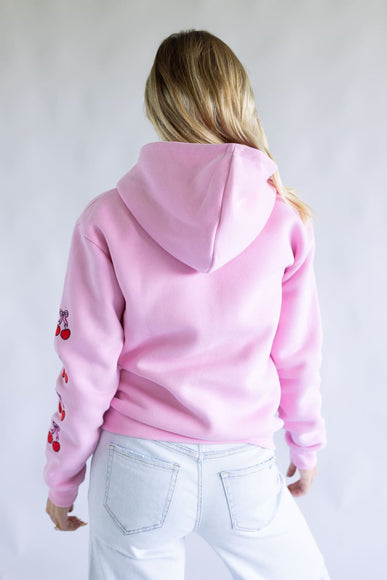 Simply Southern Embroidered Dilara Cherry Hoodie for Women in Pink
