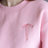 Womens Simply Southern Embroidered Dilara Faith Crewneck for Women in Pink