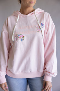 Simply Southern Embroidered Floral Hoodie for Women in Pink
