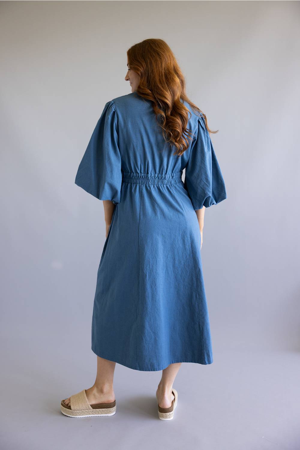 Simply Southern Embroidered Puff Sleeve Dress for Women in Navy
