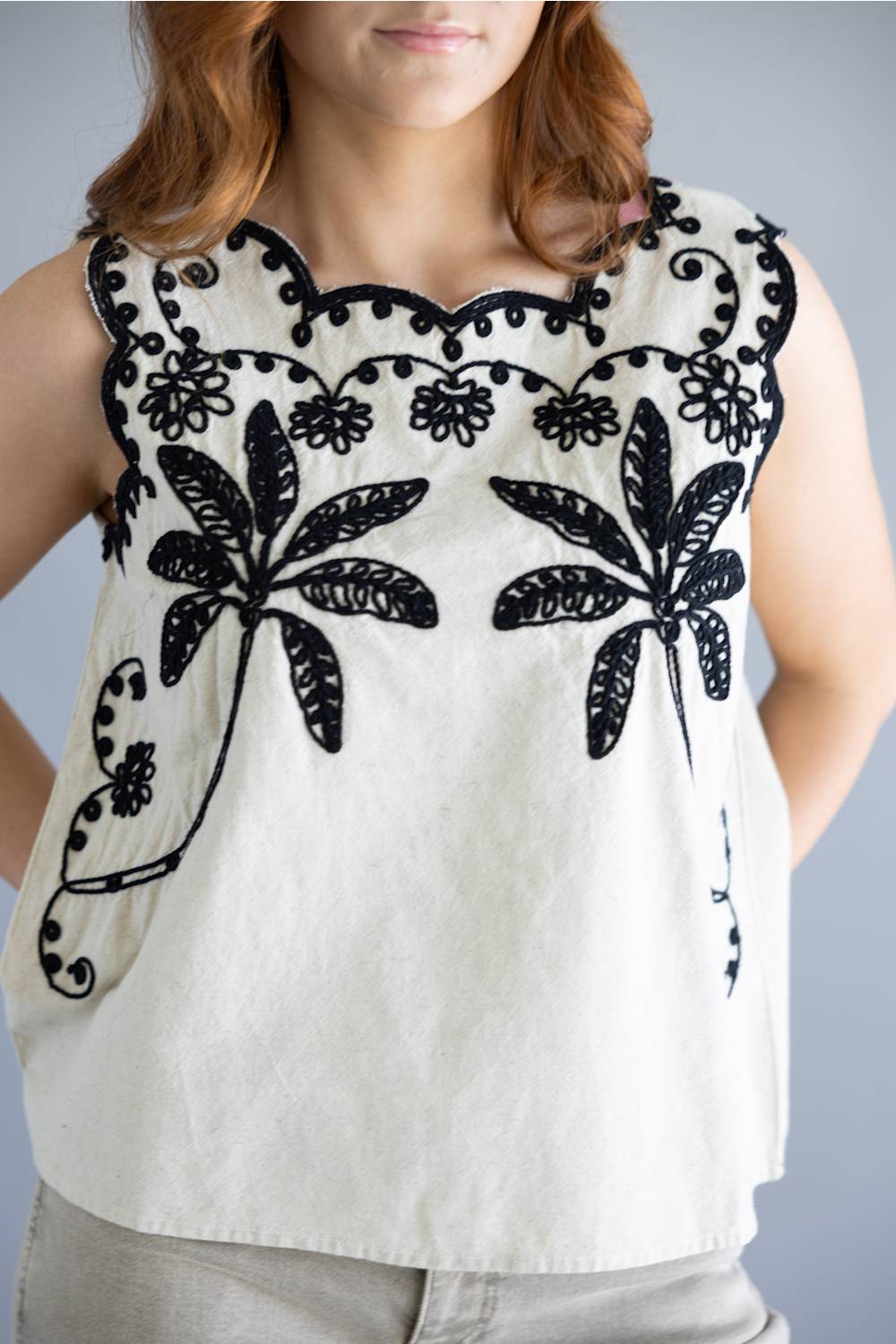 Simply Southern Embroidered Top for Women in Linen