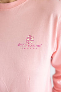 Simply Southern Enjoy Long Sleeve T-Shirt for Women in Tea Rose