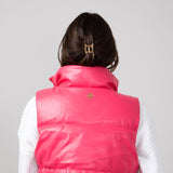 Simply Southern Faux Leather Cropped Puffer Vest for Women in Pink