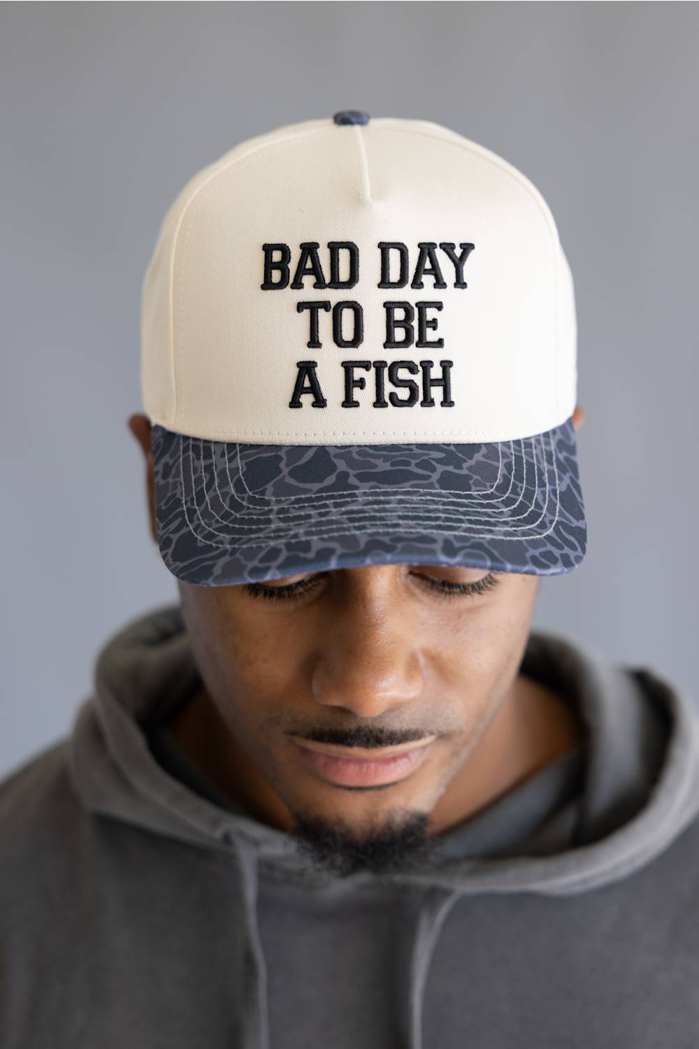 Simply Southern Fishing Snapback Hat for Men in Ivory