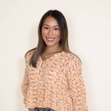 Simply Southern for Women Flower Button Top Crop Blouse for Women in Peach Orange