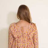 Simply Southern Womens Flower Tie Top Blouse for Women in Orange
