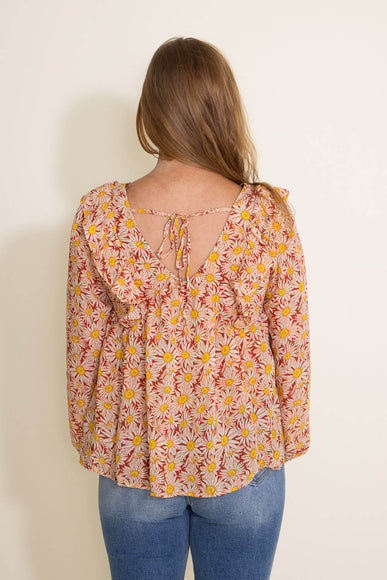 Simply Southern Womens Flower Tie Top Blouse for Women in Orange
