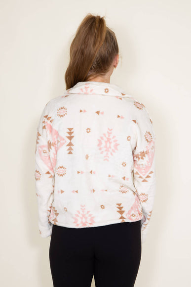 Simply Southern Furry Snap Sherpa Shacket for Women in Cream Aztec