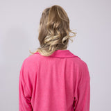 Simply Southern Womens Geo Pattern Johnny Collar Pullover Top for Women in Pink