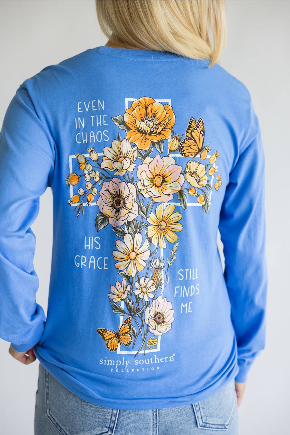 Simply Southern Grace Long Sleeve T-Shirt for Women in Blue