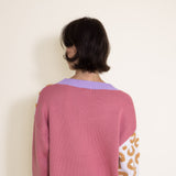 Simply Southern Groovy Leopard Print Cardigan for Women in Multi Pink