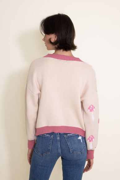 Simply Southern Groovy Mushroom Cropped Cardigan for Women in Cream