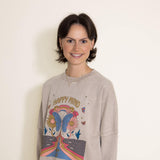 Simply Southern Happy Mind Distressed Pullover for Women in Cream