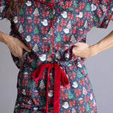 Simply Southern Holiday Pajama Shorts Set for Women in Black Multi