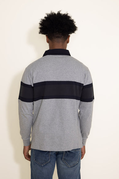 Men's Simply Southern Long Sleeve Colorblock Polo Shirt for Men in Grey