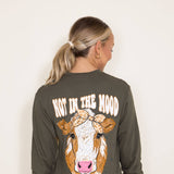Simply Southern Long Sleeve Not In The Mood T-Shirt for Women in Green