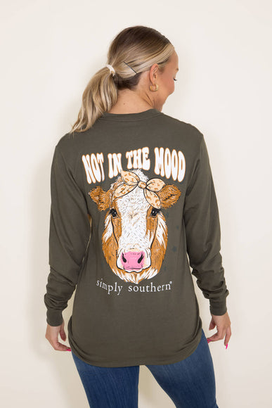 Simply Southern Long Sleeve Not In The Mood T-Shirt for Women in Green