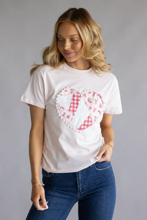 Simply Southern Love Heart T-Shirt for Women in Light Pink | PP