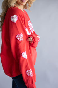 Simply Southern Love Patch Crewneck for Women in Red
