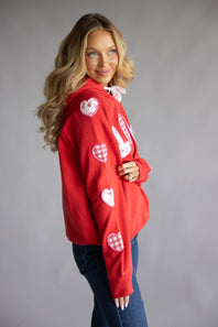 Simply Southern Love Patch Hoodie for Women in Red