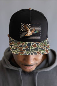Simply Southern Mallard Flag Snapback Hat for Men in Black